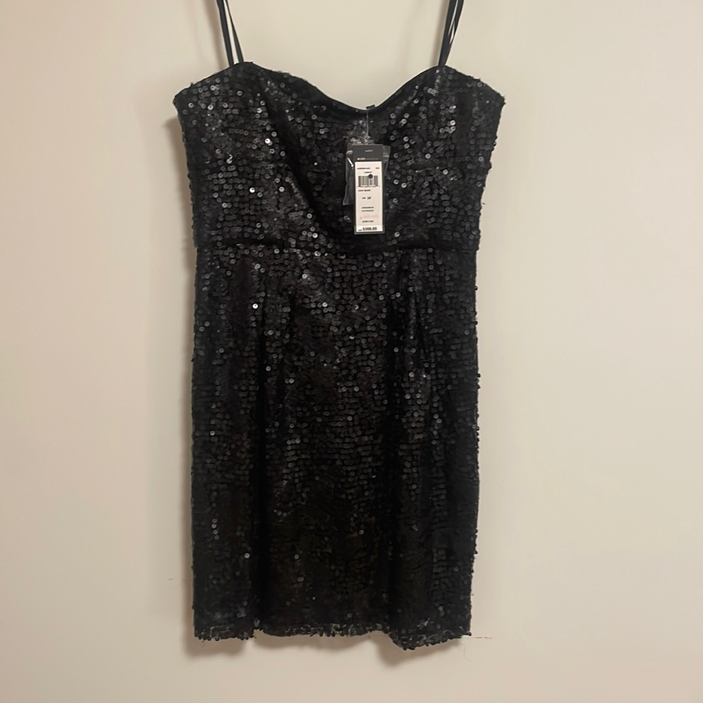 Nwt Bcbg Black Strapless Sequin Mini